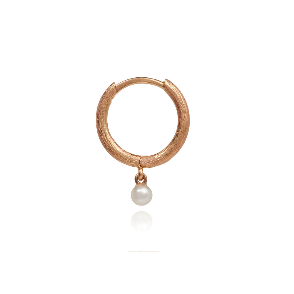 Hoopla 18ct Rose Gold Pearl Hoop Earring | Annoushka jewelley